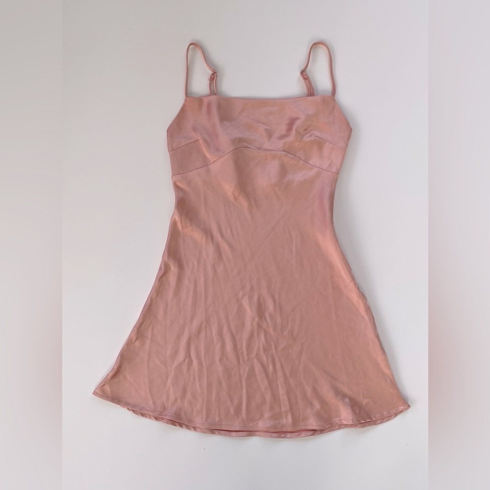 Princess Polly Coral Pink Orange Satin Slip Dress with Straps Size 0